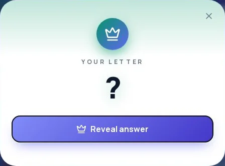Result card with a large question mark and a Reveal answer button, shown when Mystery result is on.